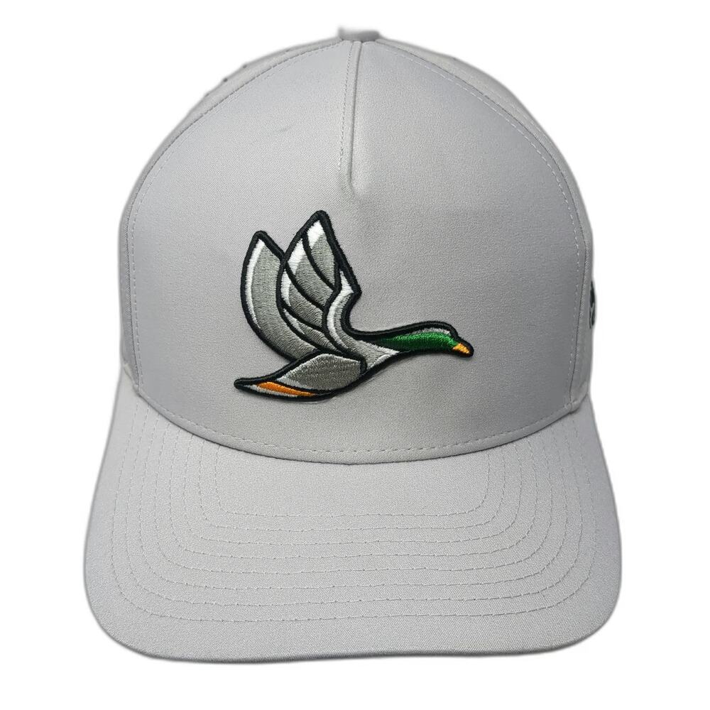 Waggle Trucker Hat Gray One Size Duck Embroidery Perforated Golf Snapback Hat